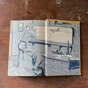 vintage children's chapter book, vintage boy's adventure story, homeschool library, The New Tom Swift Jr. Adventures Book #16 - Tom Swift and the Cosmic Astronauts written by Victor Appleton II with Illustrations by Graham Kaye - view of the back, inside cover - note this inside cover is printed correctly