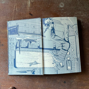 vintage children's chapter book, vintage boy's adventure story, homeschool library, The New Tom Swift Jr. Adventures Book #16 - Tom Swift and the Cosmic Astronauts written by Victor Appleton II with Illustrations by Graham Kaye - view of the misprinted inside cover - this image was printed upside down