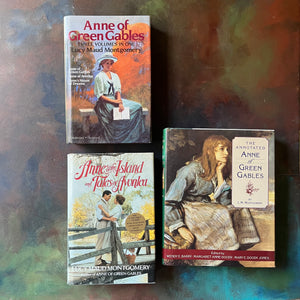 Treasury of Anne of Green Gables Books-The Annotated Anne of Green Gables-Three Volumes in One-Anne of the Island and Anne of Avonlea-L.M. Montgomery-view of the dust jacket covers