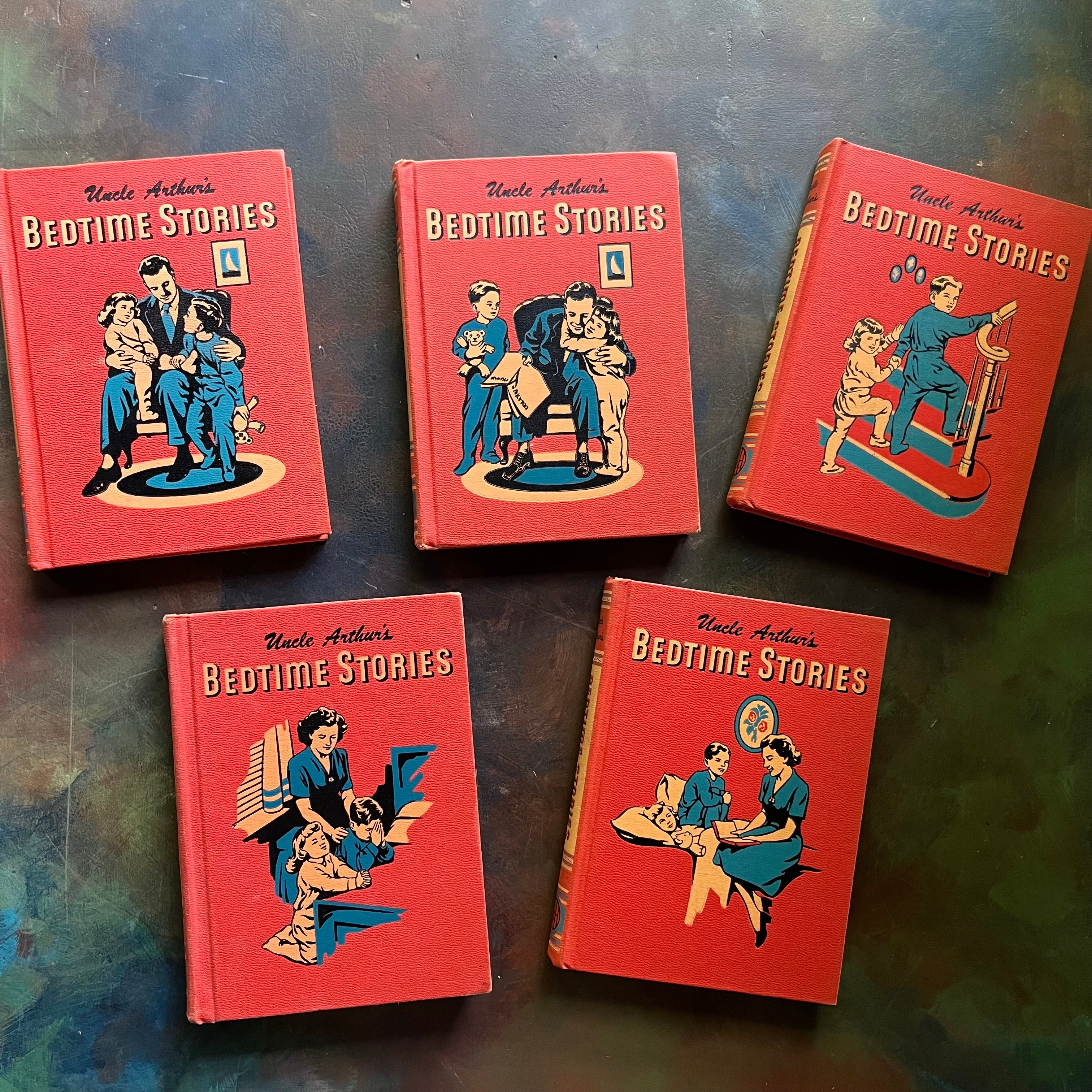 Uncle Arthur's Bedtime Stories Book Set-Volumes 1 through 5-Written by Arthur S. Maxwell-wholesome family stories-classic children's literature-view of the front covers