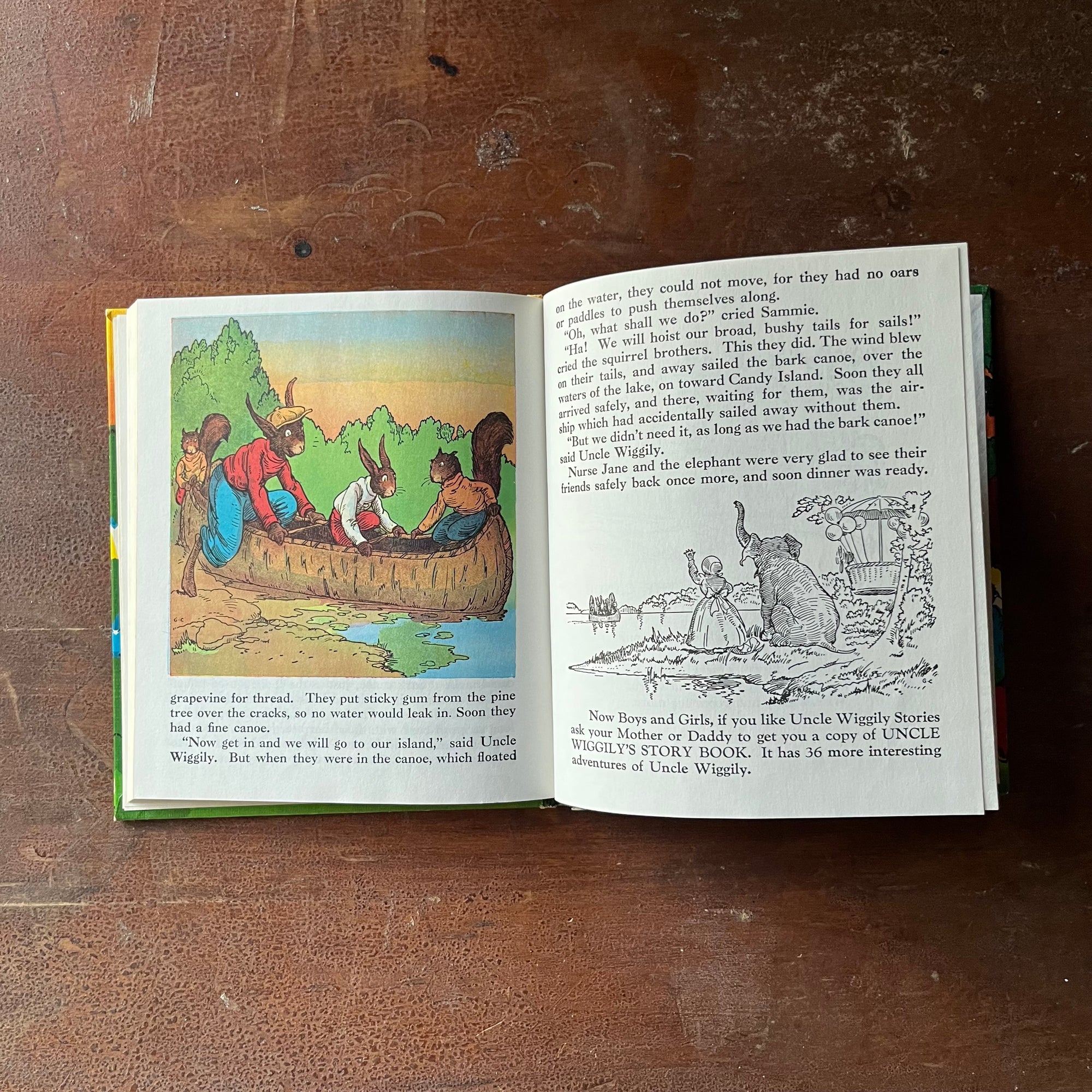 vintage children's storybook - Uncle Wiggily & His Friends written by Howard R. Garis - view of the full color & black & white illustrations