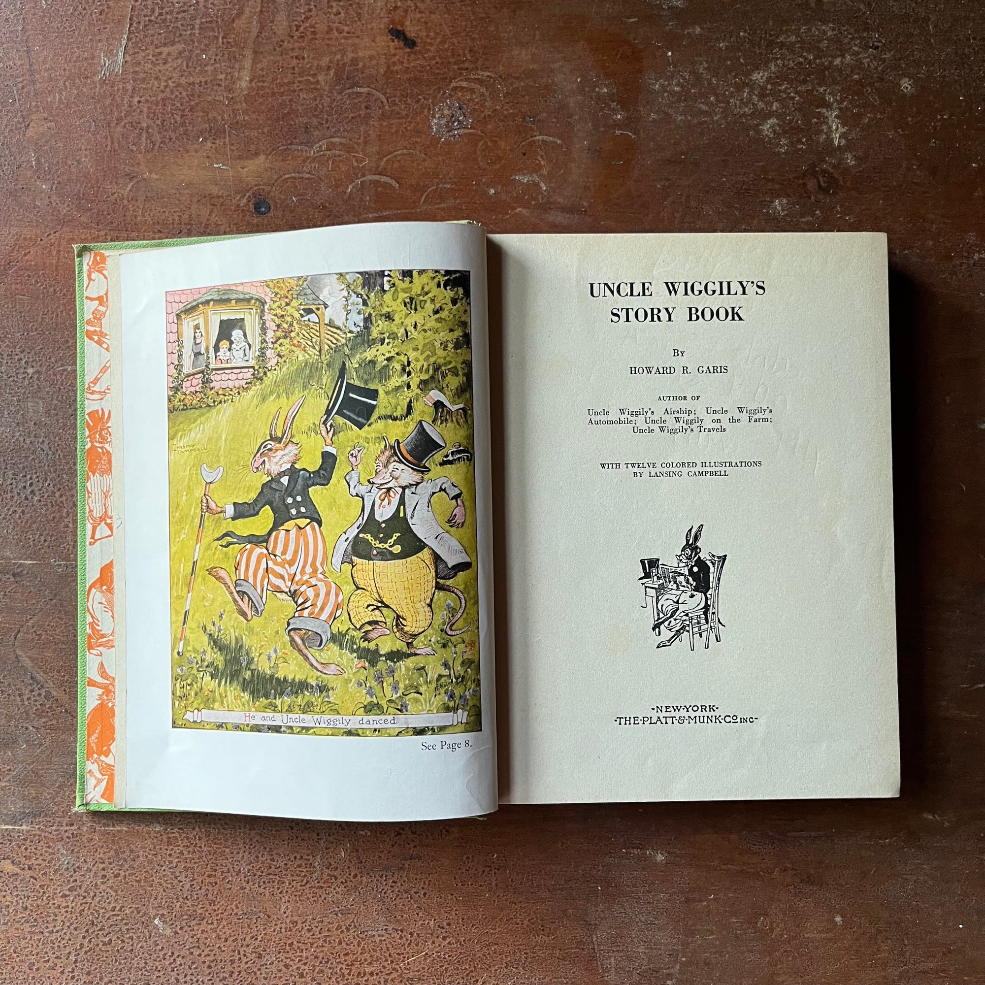 vintage children's storybook, antique children's book - Uncle Wiggily's Story Book written by Howard R. Garis with illustrations by Lansing Campbell - view of the title page
