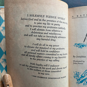 Vintage Kathy Martin Nurse Book Set–First 5 Books–1950s–1960s Nursing Adventure Series-vintage children's chapter books-view of the Florence Nightingale Nursing Pledge