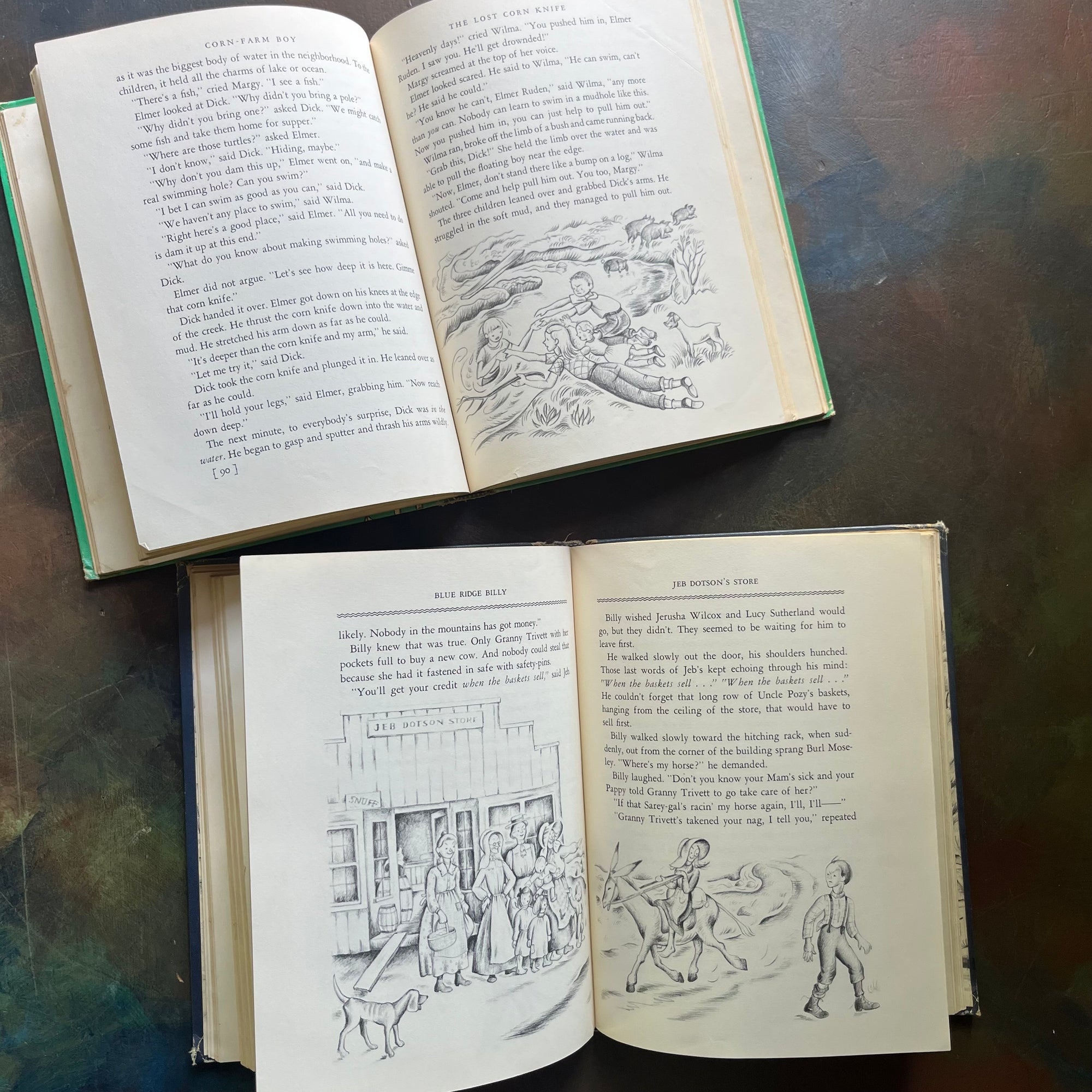 Vintage Lois Lenski American Regional Series-Corn Farm Boy and Blue Ridge Billy-vintage living books-children's chapter books-view of the illustrations