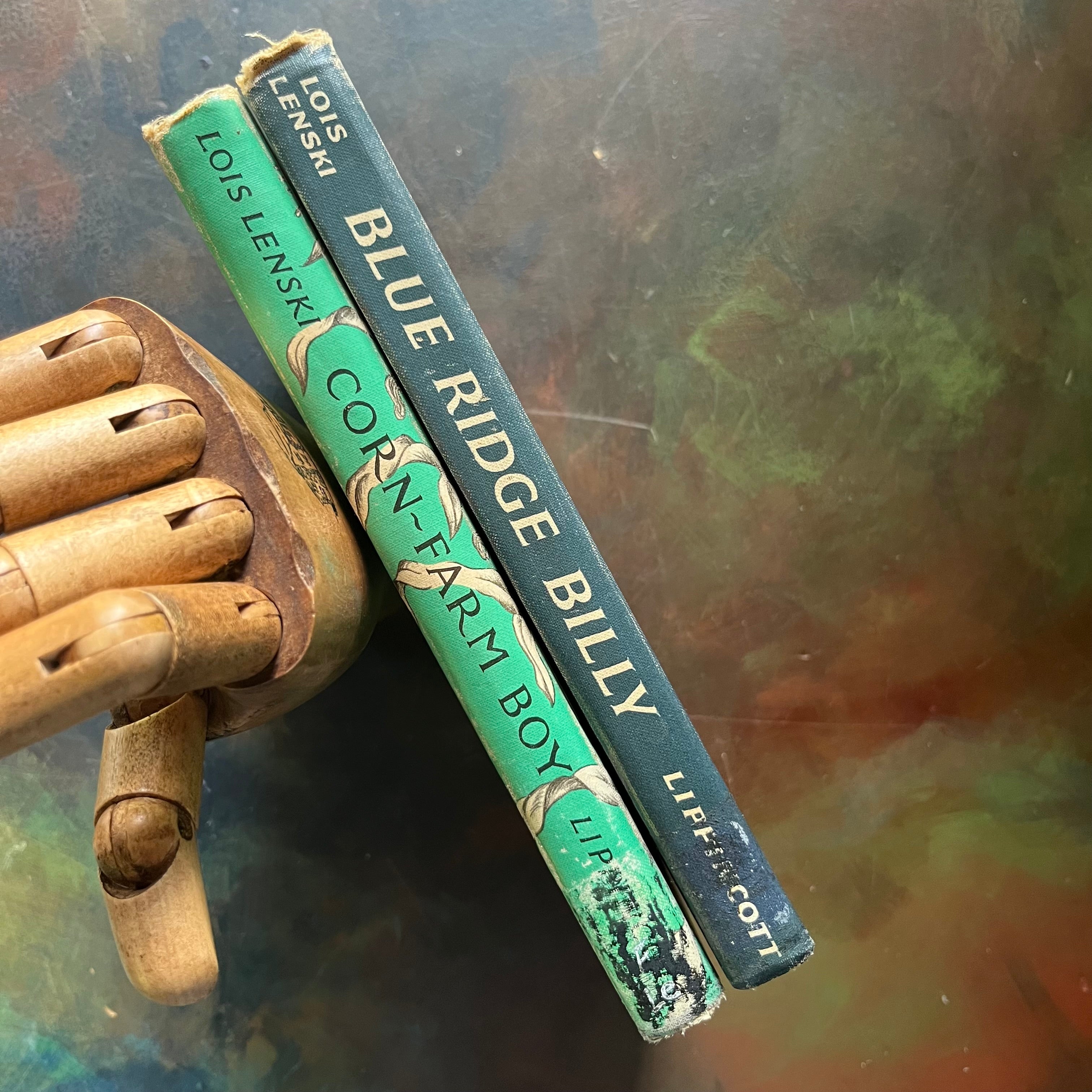 Vintage Lois Lenski American Regional Series-Corn Farm Boy and Blue Ridge Billy-vintage living books-children's chapter books-view of the spines