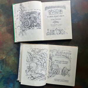 Vintage Lois Lenski American Regional Series-Corn Farm Boy and Blue Ridge Billy-vintage living books-children's chapter books-view of the title pages
