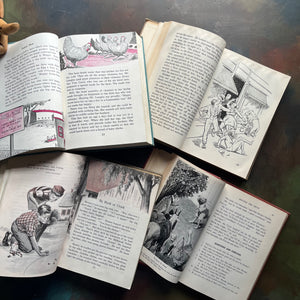 Vintage School Readers Set B-Learning to Read Books-Adventures Here and There-Who Travels There-Living All Your Life-Gateway to Adventure-Homeschool & Classroom Basic Readers-view of the illustrations