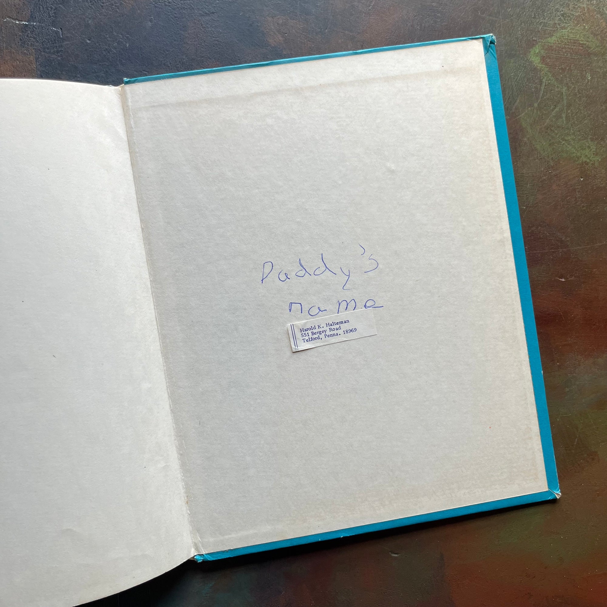 Vintage children's picture book-Down Down The Mountain written and illustrated by Ellis Credle - A Weekly Reader Children's Book Club Edition-view of the back inside cover condition
