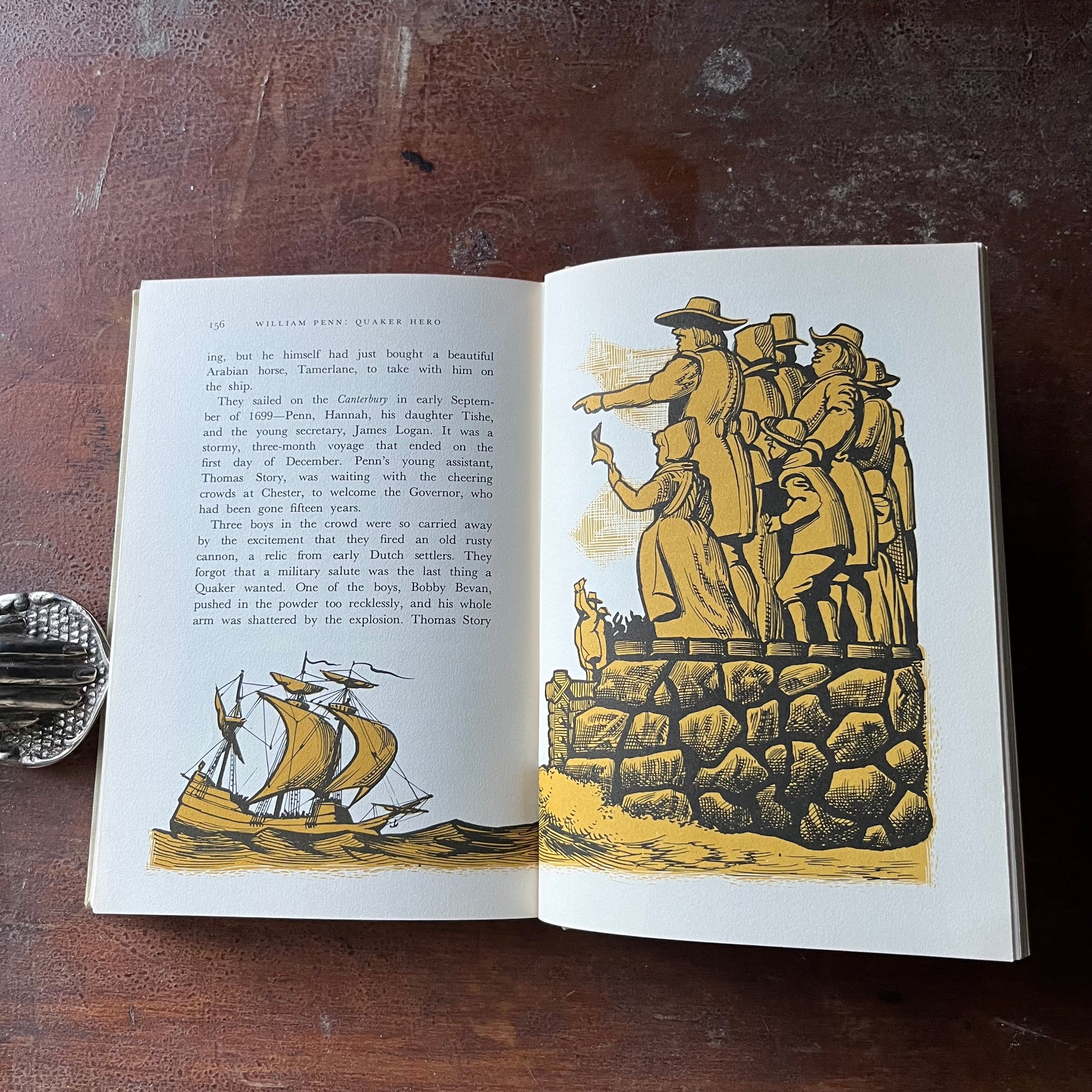 Landmark Series Book, vintage children's history book - WIlliam Penn:  Quaker Hero written by Hildegarde Dolson with illustrations by Leonard Everett Fisher - view of the illustrations