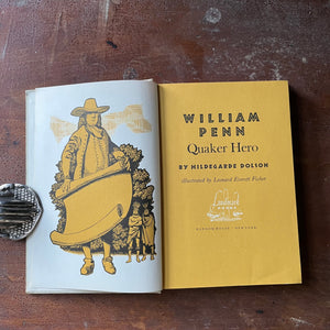 Landmark Series Book, vintage children's history book - WIlliam Penn:  Quaker Hero written by Hildegarde Dolson with illustrations by Leonard Everett Fisher - view of the title page