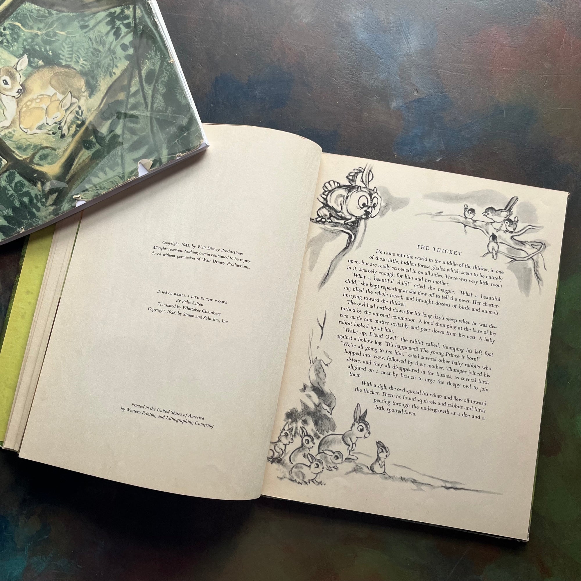 Walt Disney's Bambi- 1941 First Edition-vintage children's picture book-classic children's literature-view of the copyright page