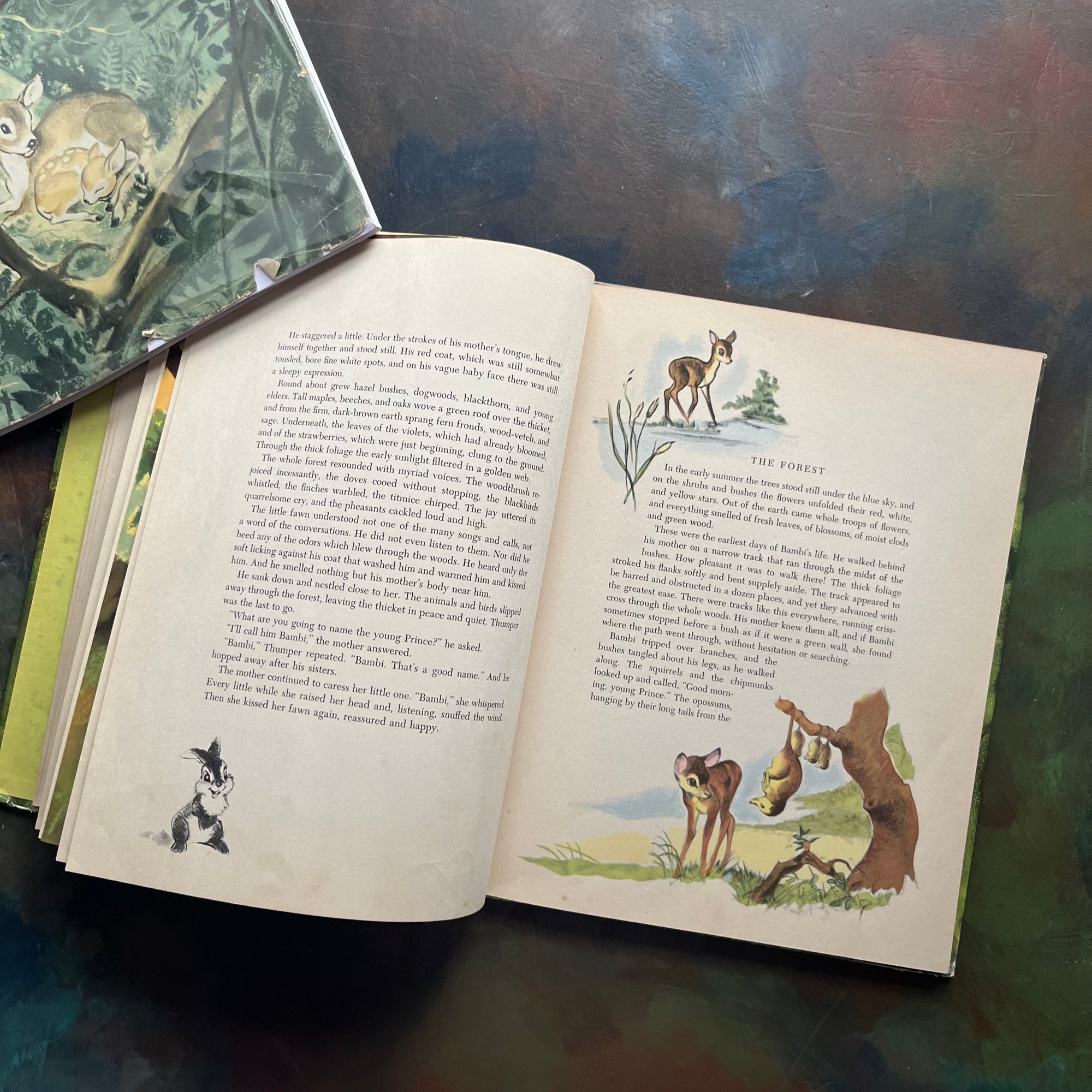 Walt Disney's Bambi- 1941 First Edition-vintage children's picture book-classic children's literature-view of a sampling of the illustrations in the book