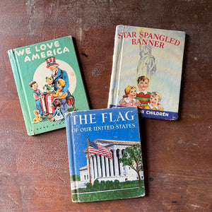 vintage children's picture books, Rand McNally Book - We Love America, The Star Spangled Banner, The Flag of the United States - view of the front covers