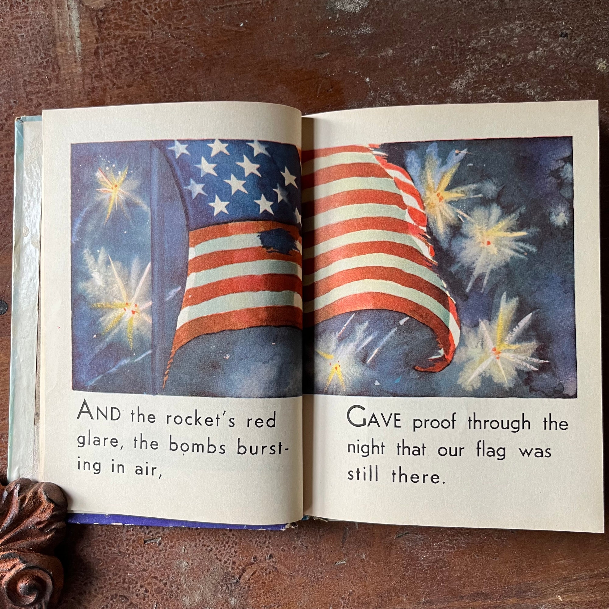 vintage children's picture books, Rand McNally Book - We Love America, The Star Spangled Banner, The Flag of the United States - view of the illustrations