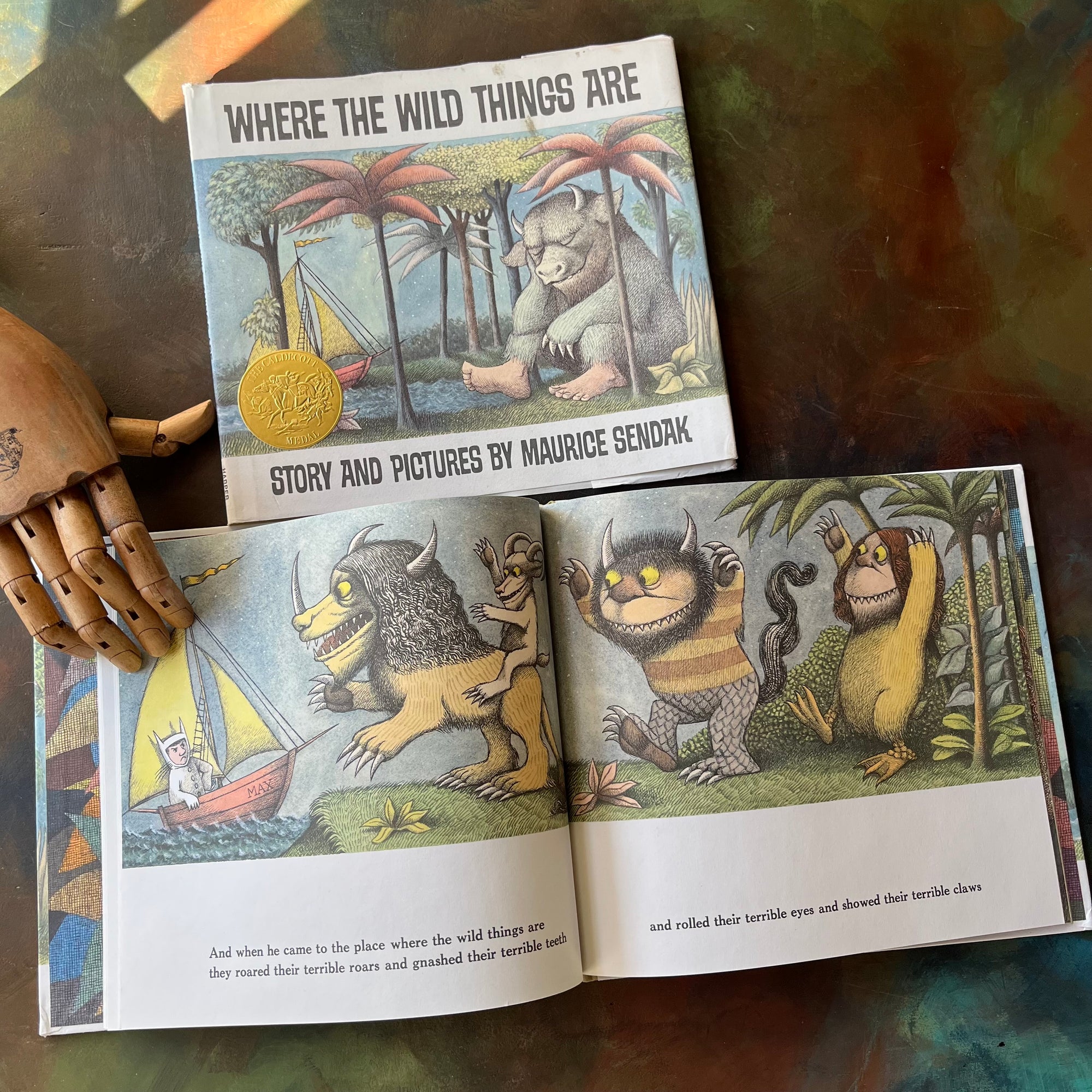 Where the Wild Things Are written & illustrated by Maurice Sendak-1964 The Caldecott Medal Award Winning Book-vintage children's picture book-view of the illustrations