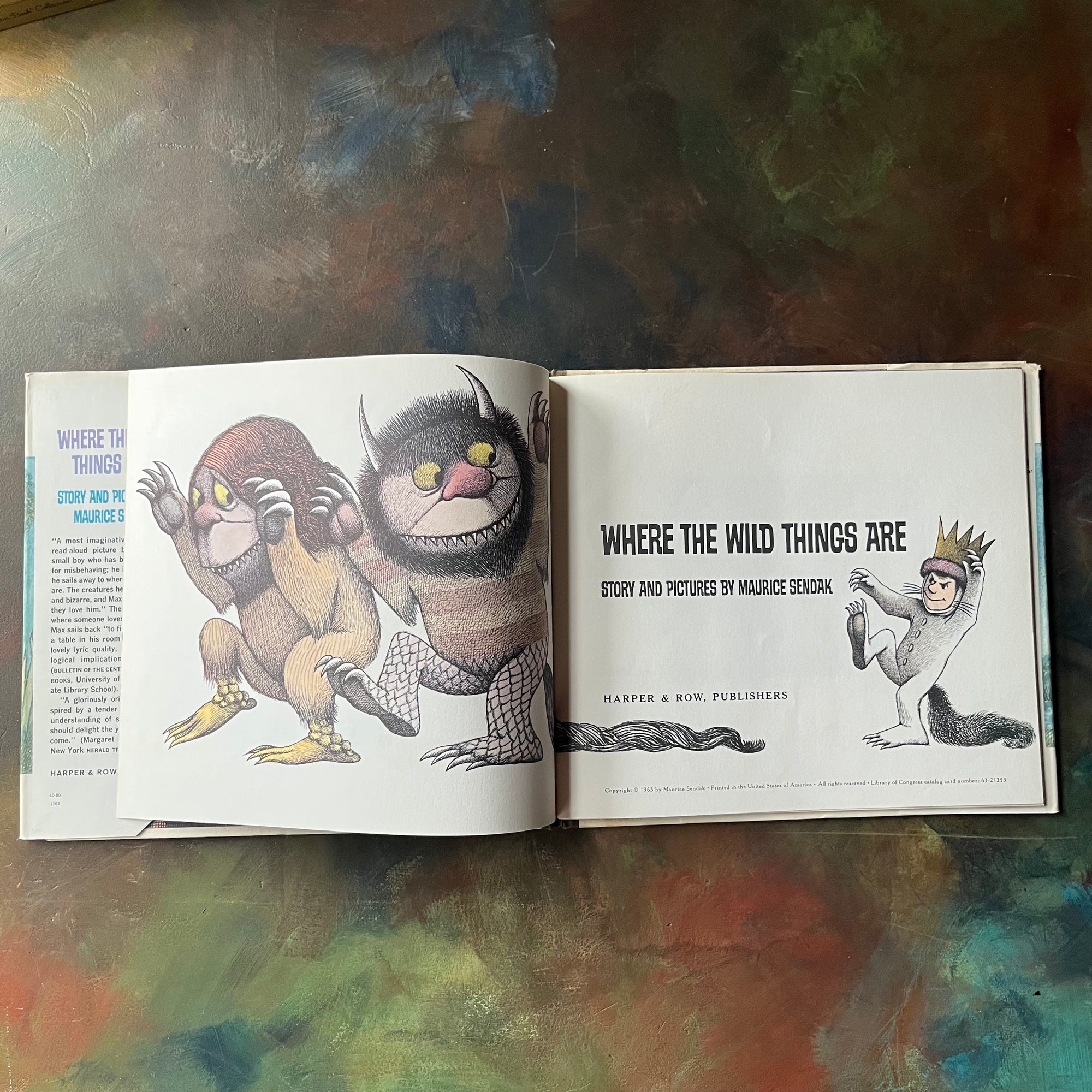 Where the Wild Things Are written & illustrated by Maurice Sendak-1964 The Caldecott Medal Award Winning Book-vintage children's picture book-view of the title page