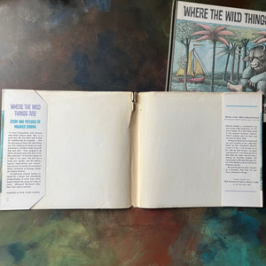 Where the Wild Things Are written & illustrated by Maurice Sendak-1964 The Caldecott Medal Award Winning Book-vintage children's picture book-view of the dust jacket's inside flaps - note the clipped edges
