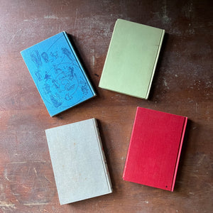 vintage children's storybooks, Winnie the Pooh, The House at Pooh Corner, When We Were Very Young & Now We are Six - Winnie the Pooh Four Book Set written by A. A. Milne with illustrations by Earnest H. Shepard - view of the back covers
