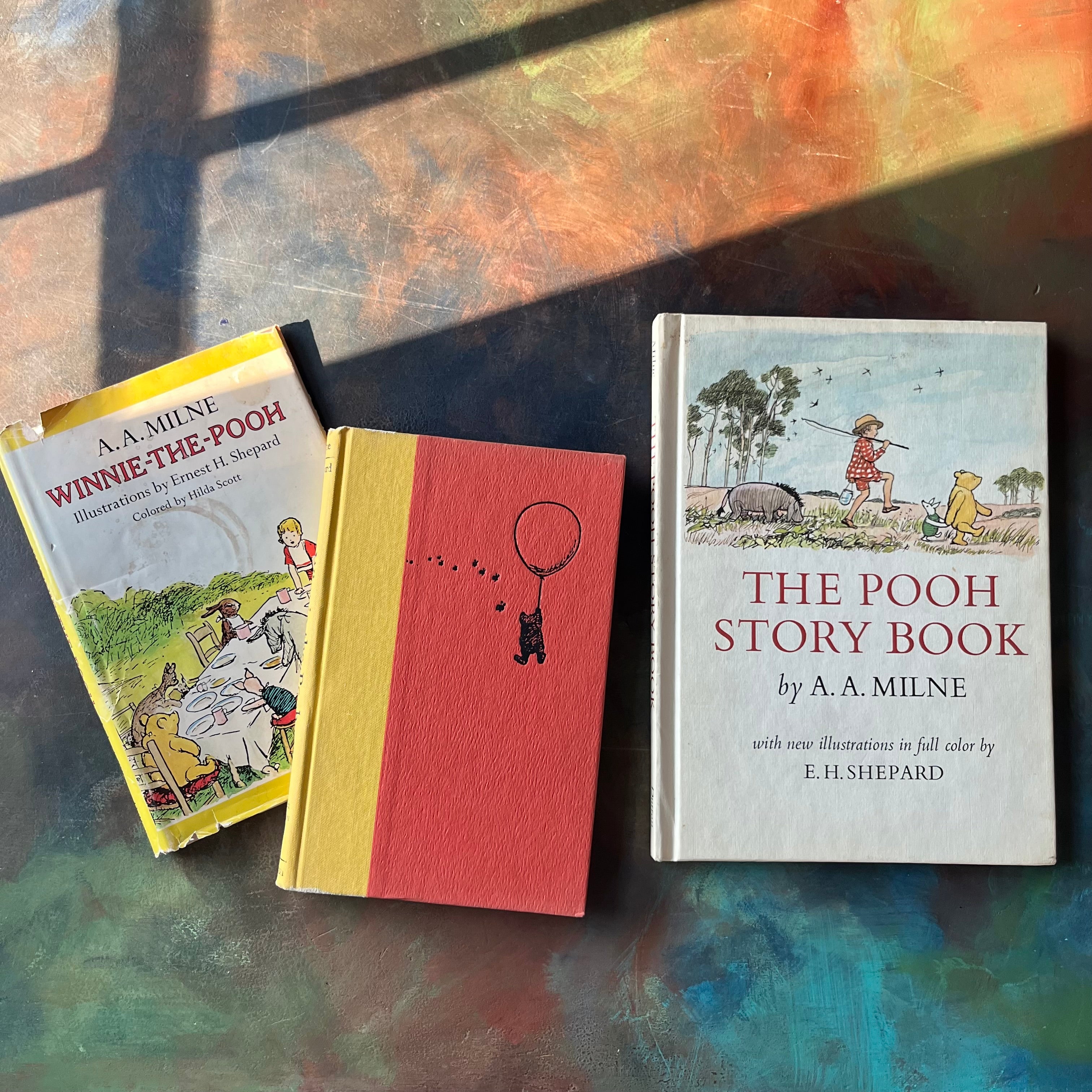 Winnie the Pooh and The Pooh Story Book-A.A. Milne-Ernest H. Shepard-First Color Edition-1974-vintage children's chapter book-vintage storybook-view of the front covers