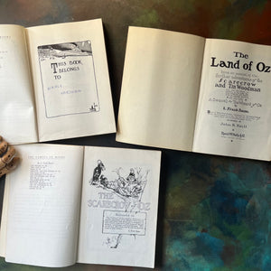 Wizard of Oz by L. Frank Baum Book Set-Dorothy & The Wizard in Oz-The Land of Oz-The Scarecrow in Oz-vintage children's chapter books-view of the half title pages