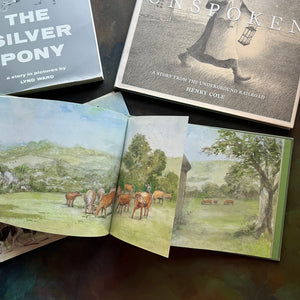Set of three Wordless Picture Books Set–The Silver Pony by Lyn Ward, Unspoken by Henry Cole, and The Story of a Farm by John S. Goodall- Illustrated Children’s Books-view of the illustrations in The Story of a Farm
