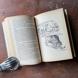 vintage children's chapter book, living book - Young Buffalo Bill written by George Gowdy with illustrations by Howard Simon- view of the illustrations
