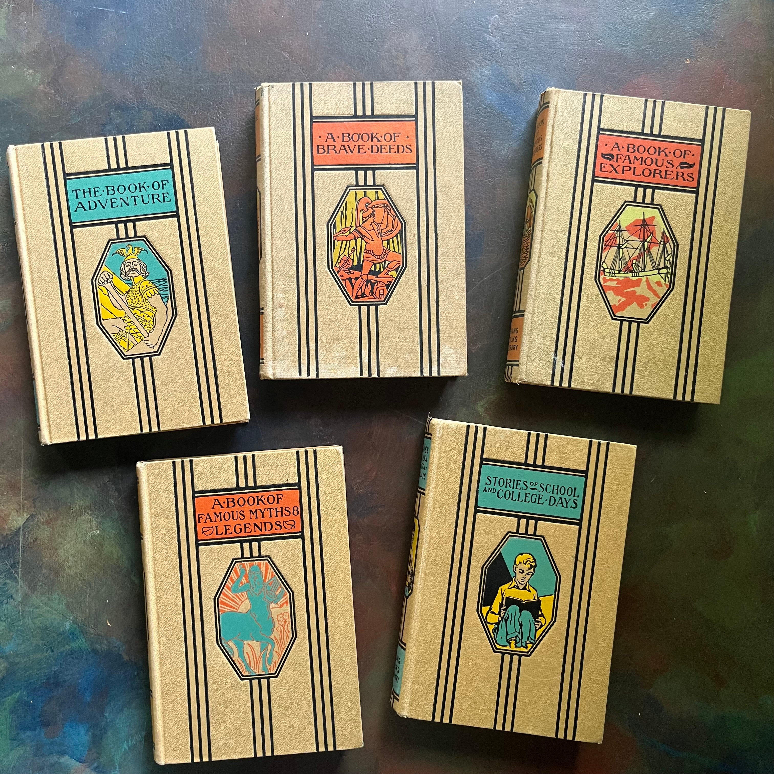  Young Folks Library Book Set-anthology of children's literature-vintage children's stories-view of the fornt covers