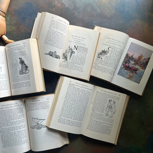  Young Folks Library Book Set-anthology of children's literature-vintage children's stories-view of the illustrations