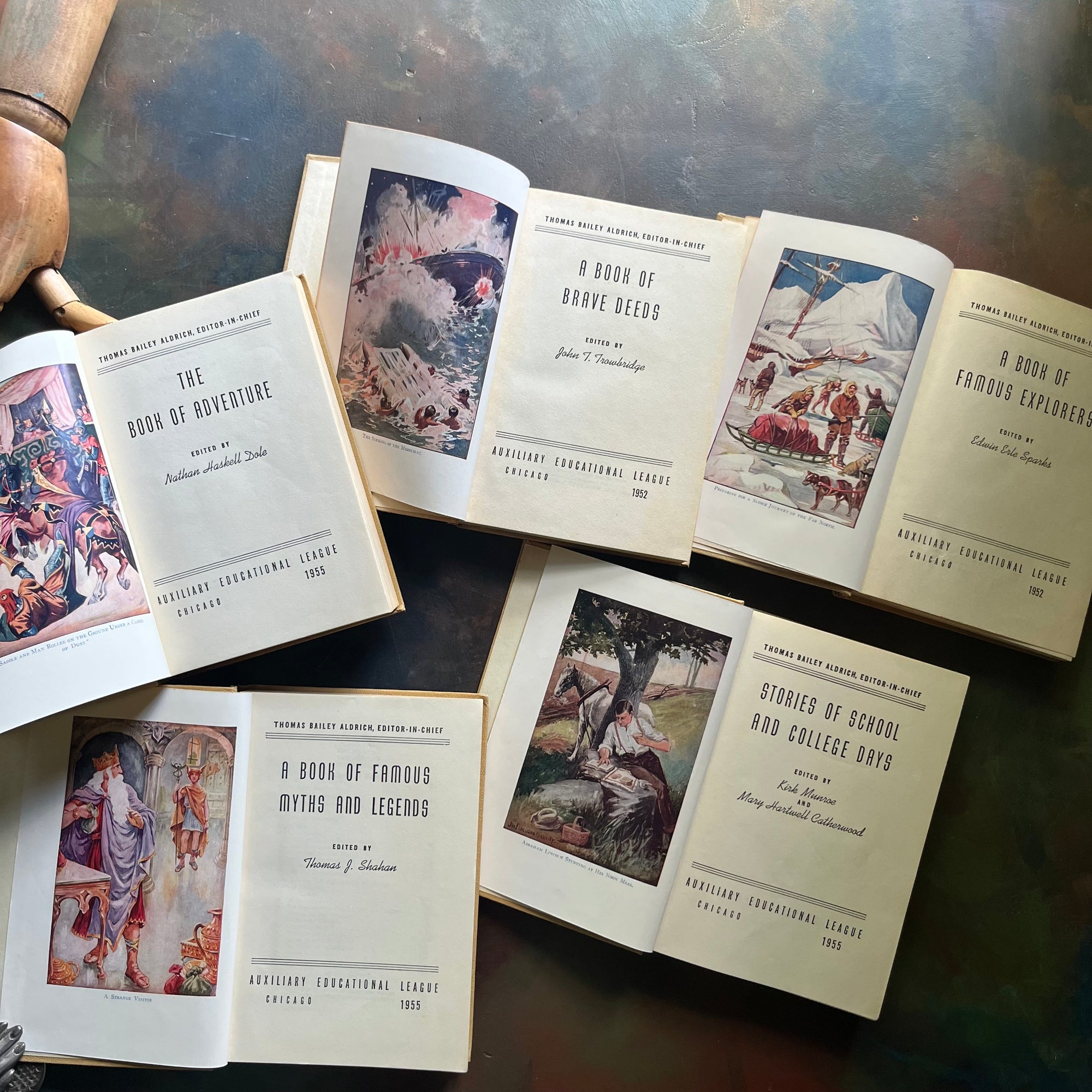 Young Folks Library Book Set-anthology of children's literature-vintage children's stories-view of the title pages