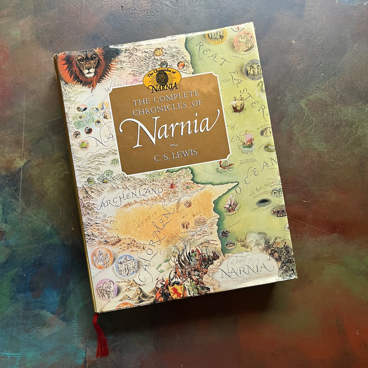 The Complete Chronicles of Narnia By C.S. Lewis - a HarperCollinsPublishers-edition-vintage children's-literature-fantasy-books-for-kids-view of the dust jacket's front cover