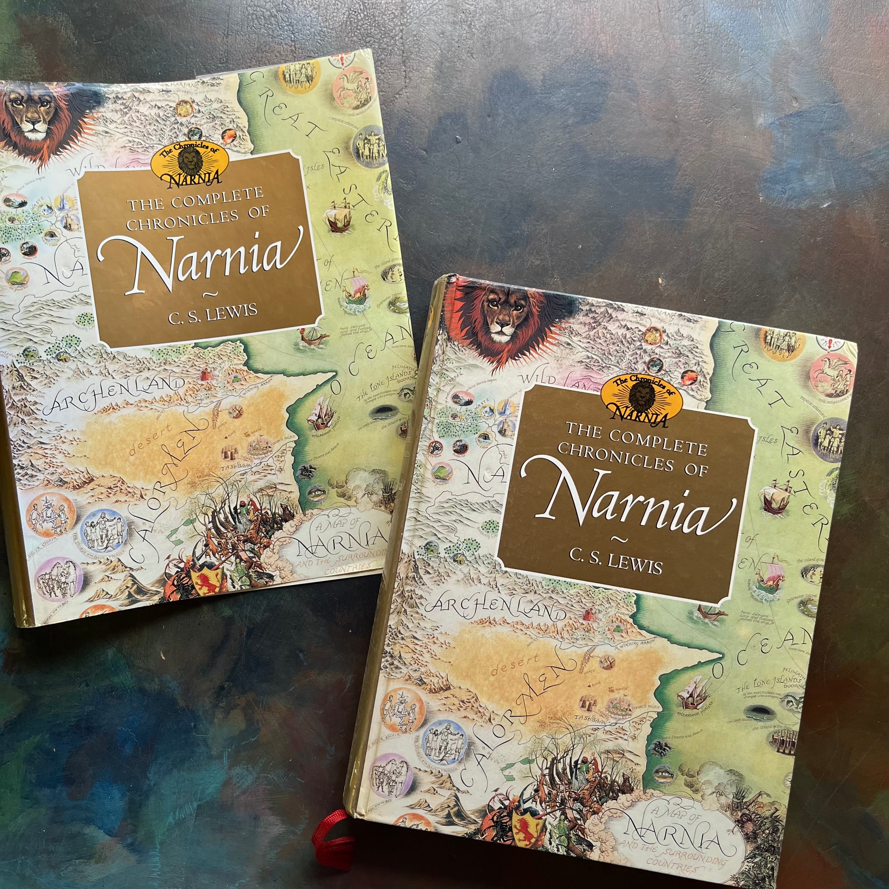 The Complete Chronicles of Narnia By C.S. Lewis - a HarperCollinsPublishers-edition-vintage children's-literature-fantasy-books-for-kids-view of the front cover