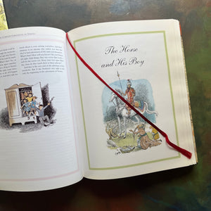 The Complete Chronicles of Narnia By C.S. Lewis - a HarperCollinsPublishers-edition-vintage children's-literature-fantasy-books-for-kids-view of the satin ribbon page marker