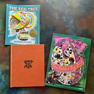 vintage children's Easter picture books-The Egg Tree written & illustrated by Katherine Milhous and The Golden Egg Book written by Margaret Wise Brown with illustrations by Leonard Weisgard-view of the front covers