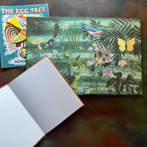vintage children's Easter picture books-The Egg Tree written & illustrated by Katherine Milhous and The Golden Egg Book written by Margaret Wise Brown with illustrations by Leonard Weisgard-view of the inside covers