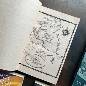 vintage children’s books-box set–The Chronicles of Narnia Complete Box Set written by C. S. Lewis-classic children's books that should be on every child's bookshelf - view of the map of Narnia found inside The Lion, The Witch and the Wardrobe