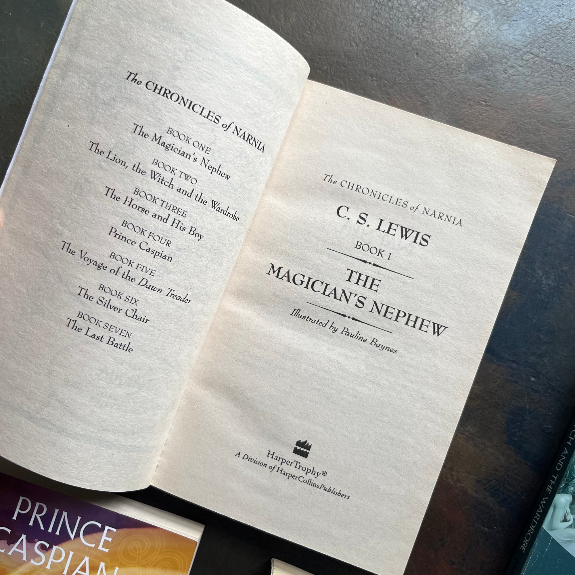 vintage children’s books-box set–The Chronicles of Narnia Complete Box Set written by C. S. Lewis-classic children's books that should be on every child's bookshelf - view of the title page of The Magician's Nephew