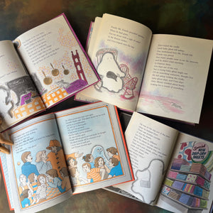 vintage children's picture books - Gus The Ghost Book Set Written by Jane Thayer with illustrations by Seymour Fleishman & Joyce Audy dos Santos: Gus Was a Friendly Ghost, Gus and the Baby Ghost, Gus Goes to School, and Gus Was a Gorgeous Ghost-view of the illustrations