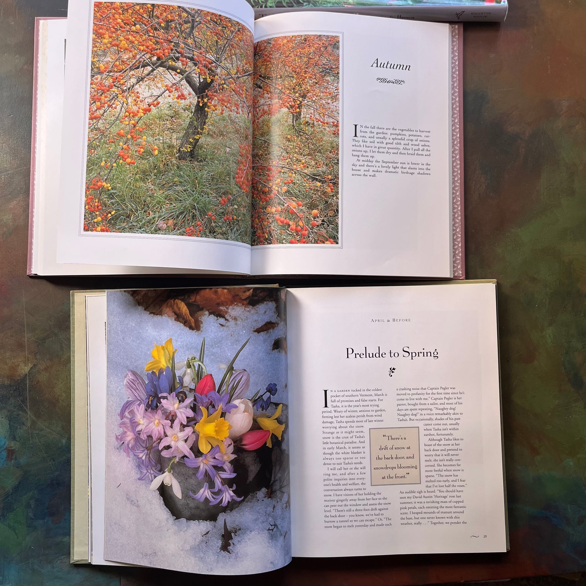 vintage gardening books-biographies of Tasha Tudor-Tasha Tudor's Garden by Tovah Martin with Photographs by Richard W. Brown-The Private World of Tasha Tudor-view of the photographs taken on Tasha's property