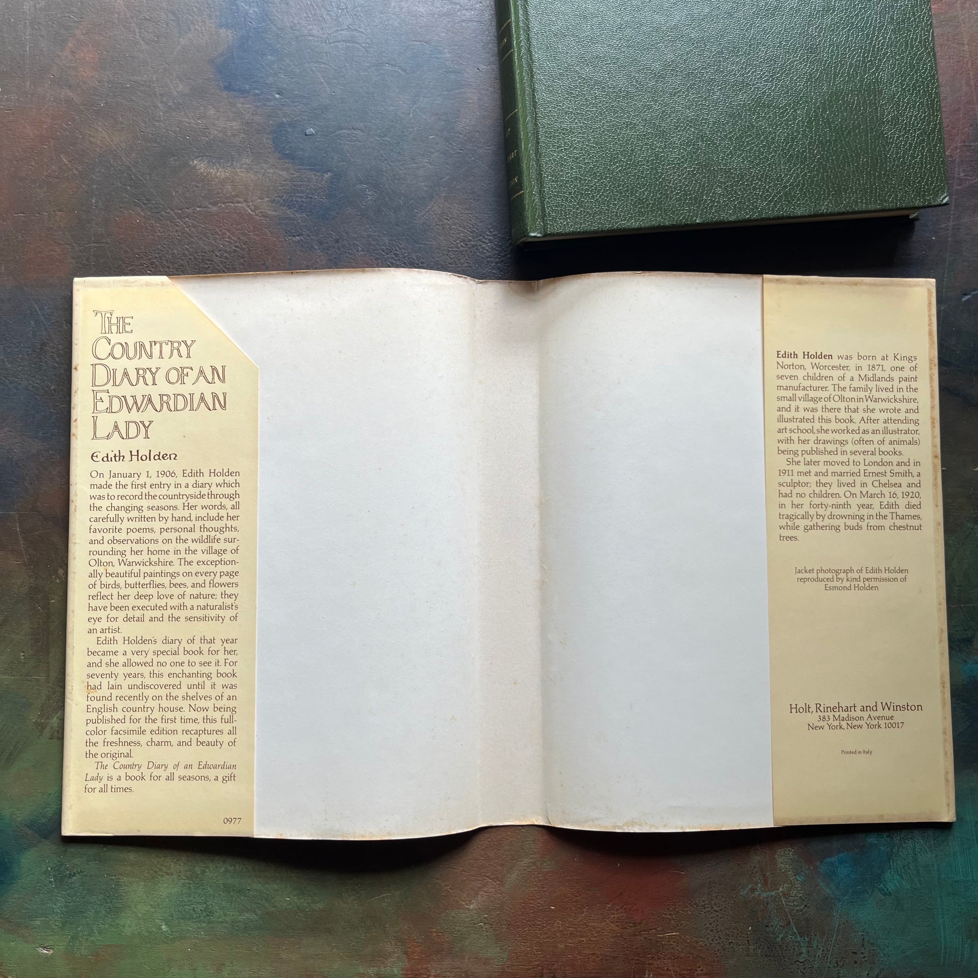 vintage nature sketchbook & diary - The Country Diary of An Edwardian Lady written & illustrated by Edith Holden-a yearlong nature study of the English Countryside from 1906-view of the clipped dust jacket flap