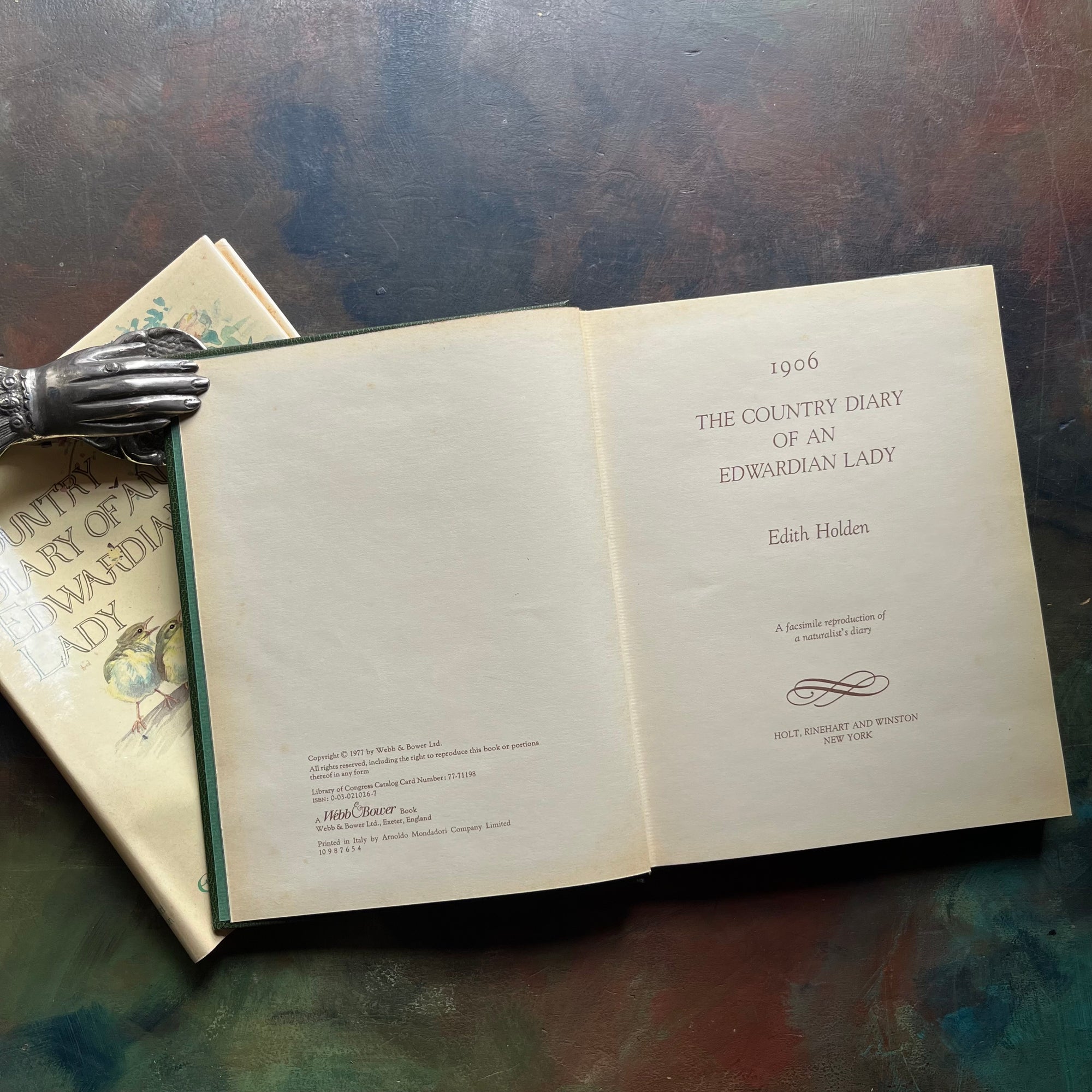 vintage nature sketchbook & diary - The Country Diary of An Edwardian Lady written & illustrated by Edith Holden-a yearlong nature study of the English Countryside from 1906-view of the copyright and title pages