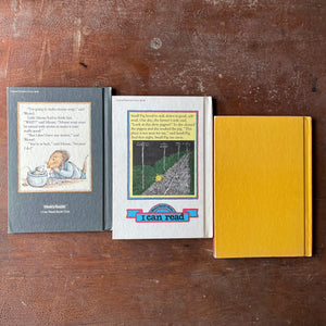Log Cabin Vintage - vintage children's books, picture books, An I Can Read Book - Set of Three Books Written and Illustrated by Arnold Lobel:  Mouse Soup, Small Pig and Oscar Otter - view of their back covers