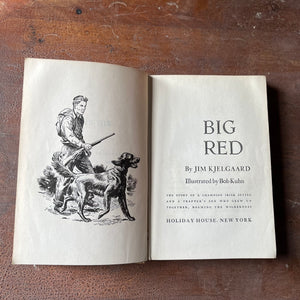 Log Cabin Vintage – vintage children’s book, children’s book, chapter book – Big Red by Jim Kjelgaard with illustrations by Bob Kuhn - a 1945 Edition - view of the title page