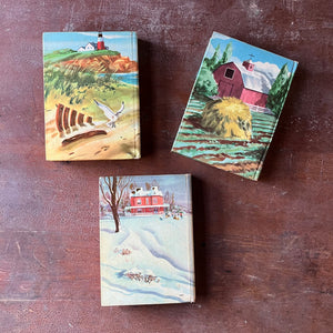 Log Cabin Vintage - vintage children's books, vintage chapter books, The Bobbsey Twins - The Bobbsey Twins Three Book Set by Whitman Publishing Company written by Laura Lee Hope - view of the back covers