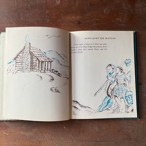 Log Cabin Vintage - vintage children's book, children's book, picture book - Down Down The Mountain by Ellis Credle - A Weekly Reader Children's Book Club Edition - view of the illustrations by Ellis Credle