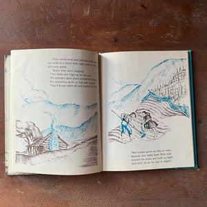 Log Cabin Vintage - vintage children's book, children's book, picture book - Down Down The Mountain by Ellis Credle - A Weekly Reader Children's Book Club Edition - view of the illustrations by Ellis Credle