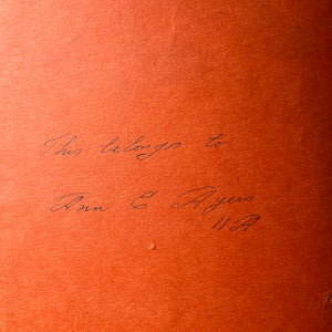 Log Cabin Vintage – vintage non-fiction - vintage art book, scrapbook, homemade scrapbook, school report - Marriage & Childhood by Ann E. Ayers 1938 - view of the inside cover