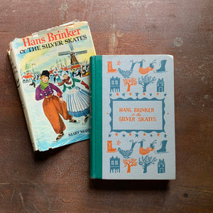 Hans Brinker or The Silver Skates a 1954 Junior Deluxe Editions Vintage Book Cover View