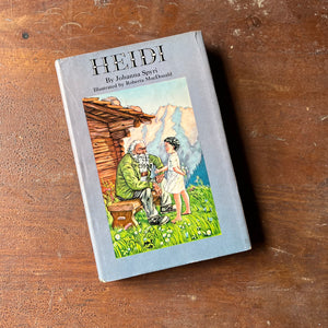 Log Cabin Vintage - vintage children's book, Junior Deluxe Editions - Heidi by Johanna Spyri - 1954 Junior Deluxe Editions - view of the dust jacket