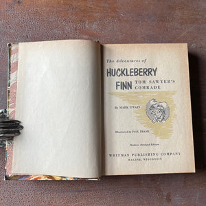 Log Cabin Vintage – vintage children’s book, children’s book, chapter book - 1955 Whitman Publishing Edition - The Adventures of Huckleberry Finn by Mark Twain with illustrations by Paul Frame - view of the title page