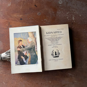 Log Cabin Vintage – vintage children’s book, children’s book, chapter book – Kidnapped by Robert Louis Stevenson with illustrations by Milo Winter - a 1916 Edition - view of the title page